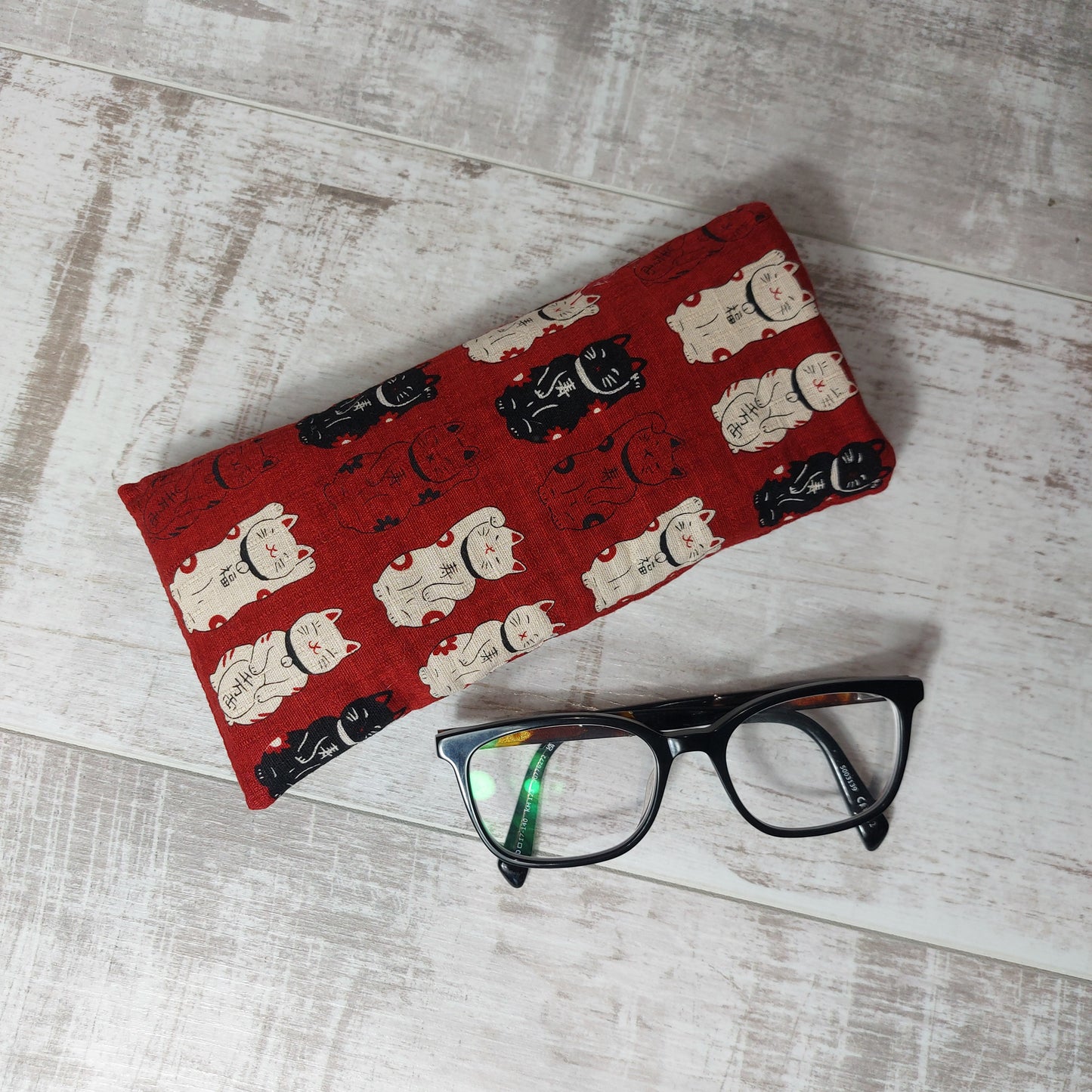 Red Lucky Cat Glasses Case