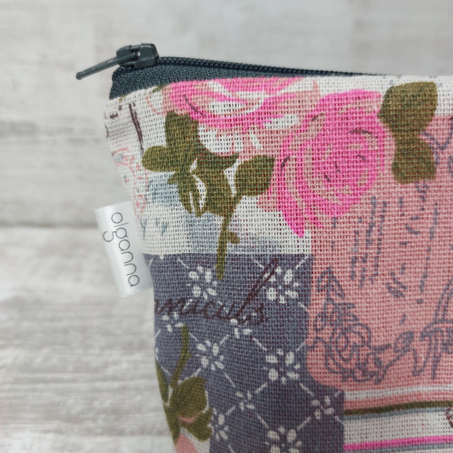 Pink and Grey Vintage Butterfly Make Up Bag Set