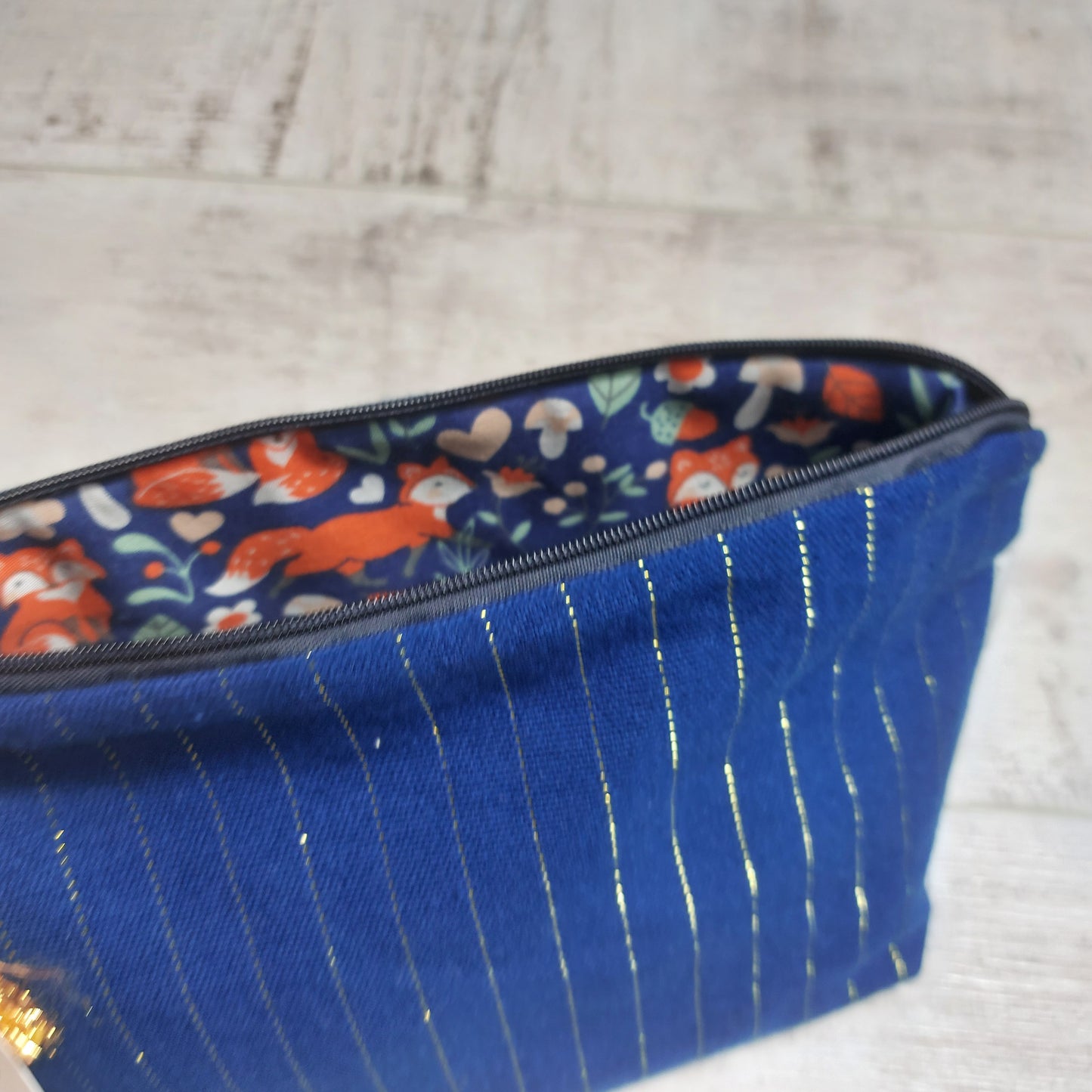 Make Up Bag Blue and Gold