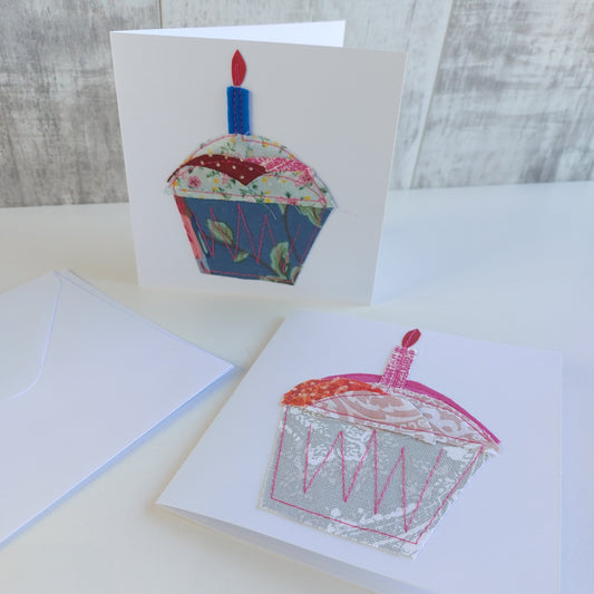 Greetings Card Sewing Kit - Make 6 unique stitched cards in a cupcake design.