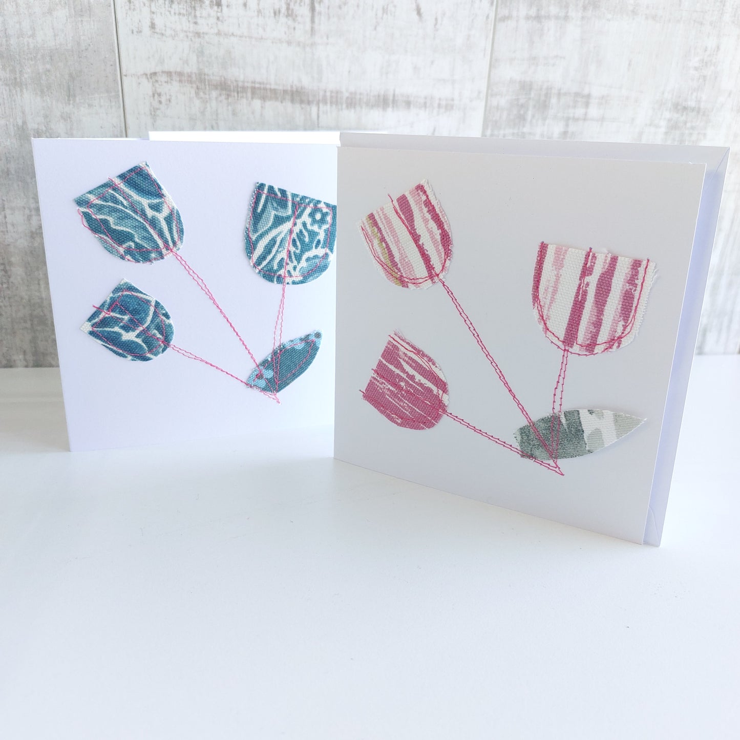 Greetings Card Sewing Kit - Make 6 unique stitched cards in a floral design - multi stem