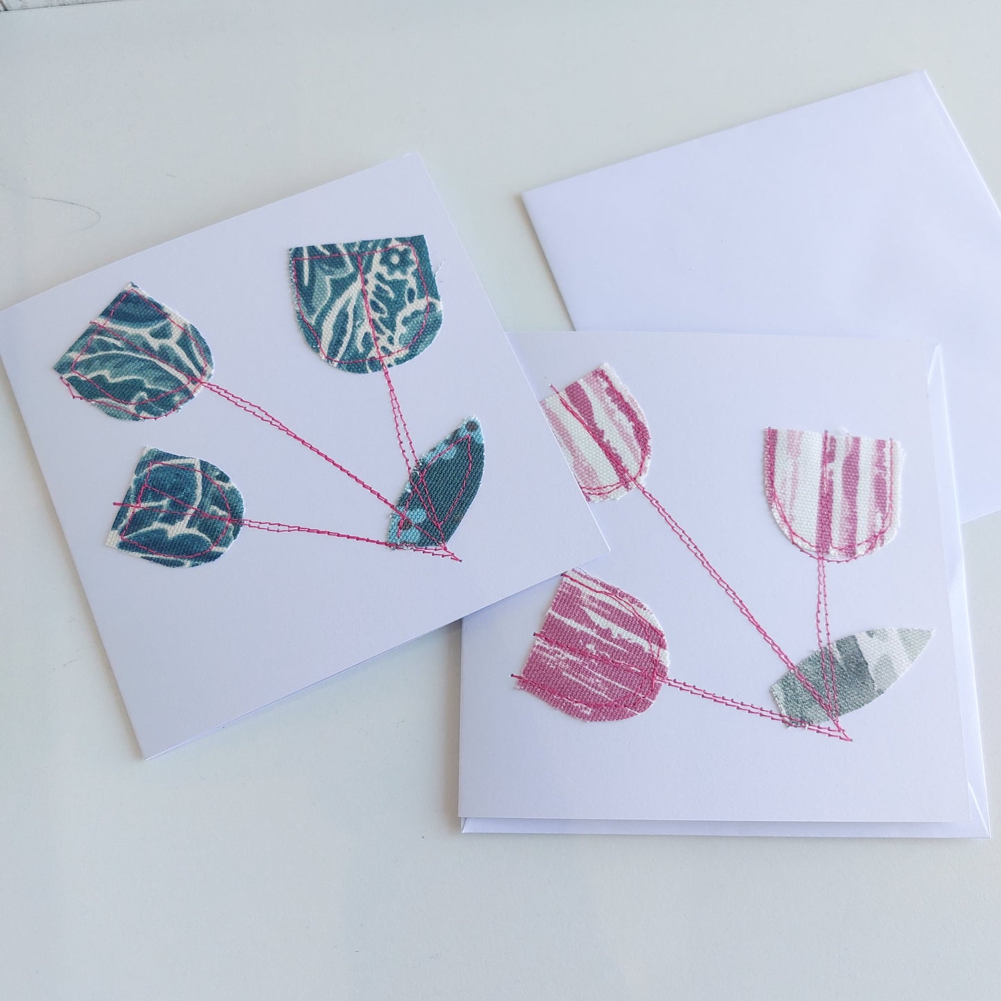 Greetings Card Sewing Kit - Make 6 unique stitched cards in a floral design - multi stem