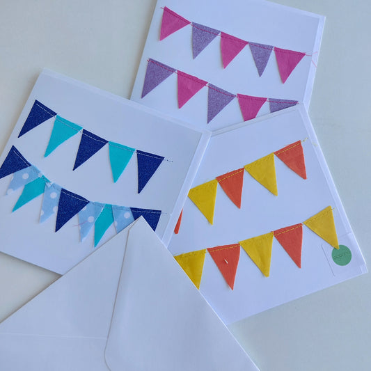 Greetings Card Sewing Kit - Make 6 unique stitched cards in bunting design.