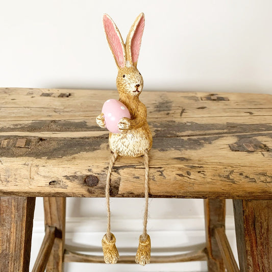 Rabbit Holding a pink egg with Dangly Legs
