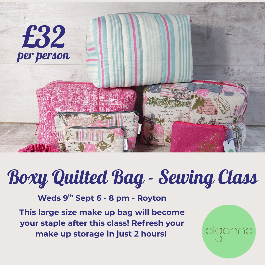 Quilted Boxy Make Up Bag - ROYTON Weds 9th Sept 6-8pm
