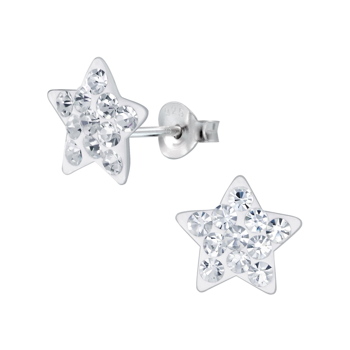 Sterling Silver Star Earrings in Glass Bottle With Cork Stopper and Tag