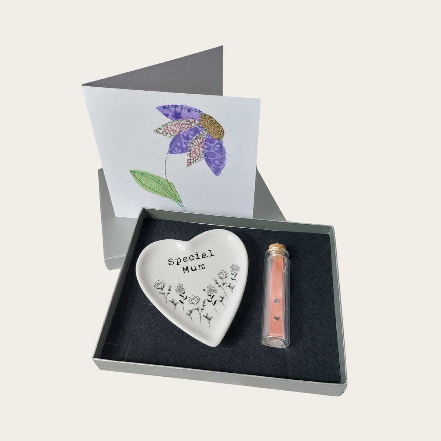 Trinket Dish and Earring Mothers Day Gift Set - Solid Silver Heart