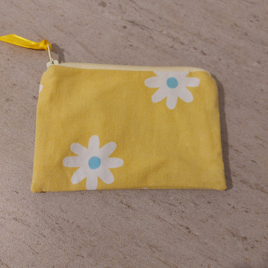 Yellow flower zip purse