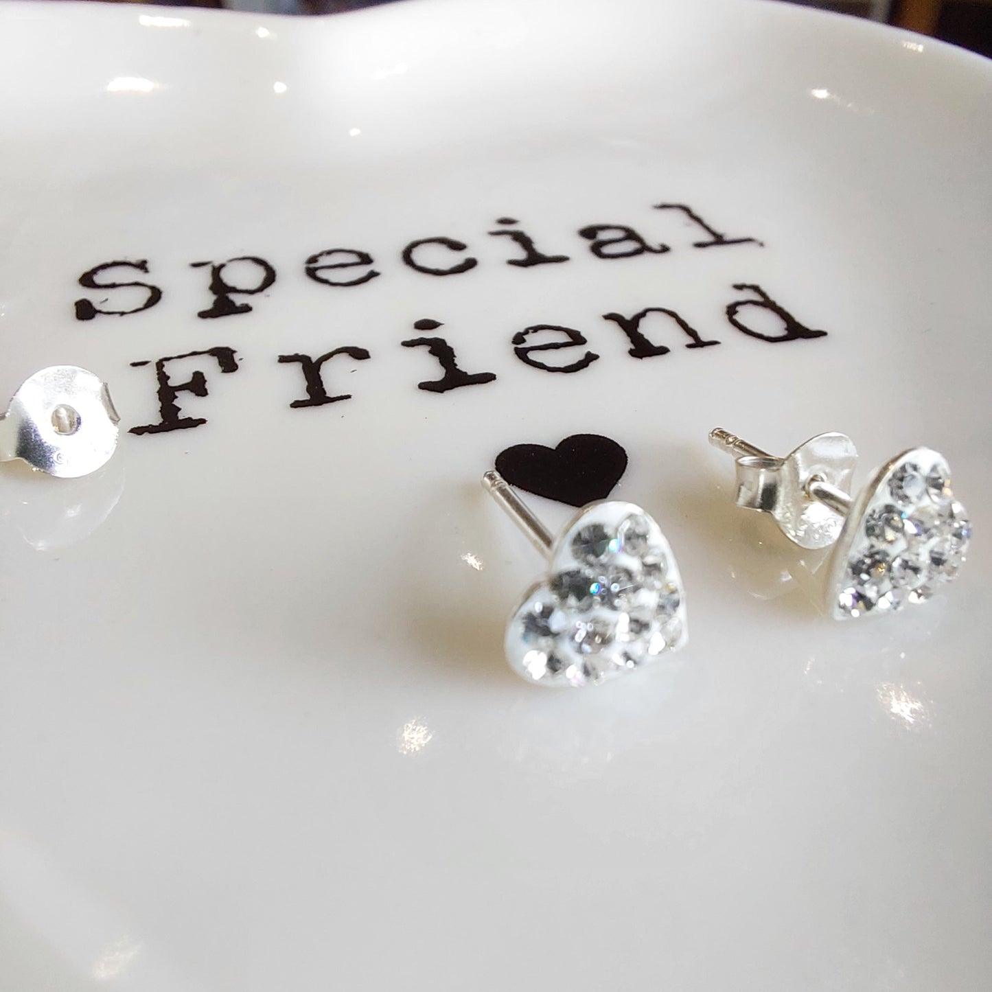 Special Friend Trinket Dish & Earrings Gift Set – Heart Earrings