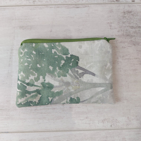 Green tree print zip purse by Olganna.