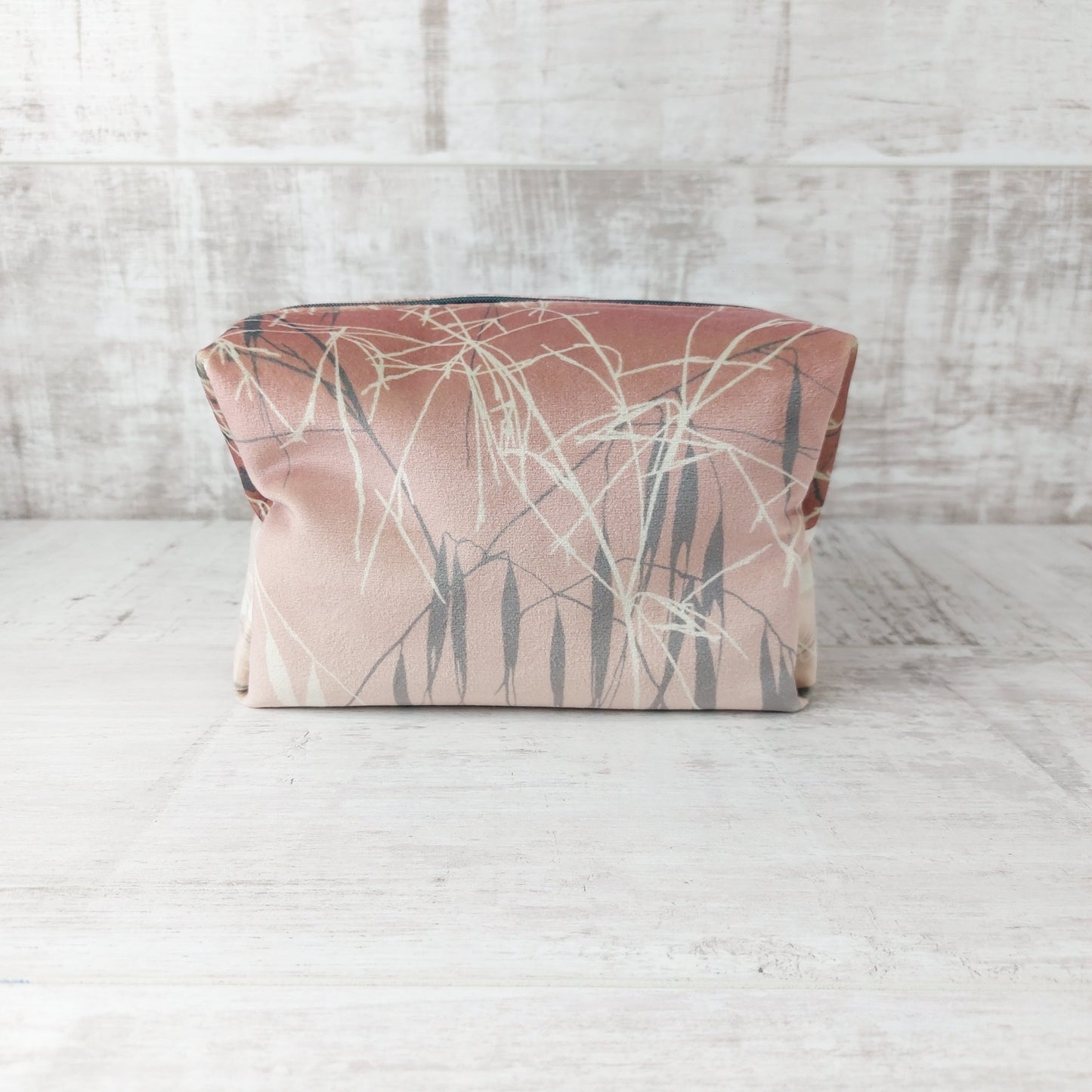 Luxurious Velvet Boxy Make Up Bag with Large Fluffy Pom Pom