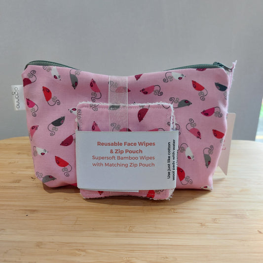 Pink Mice Re-Useable Face wipes gift set