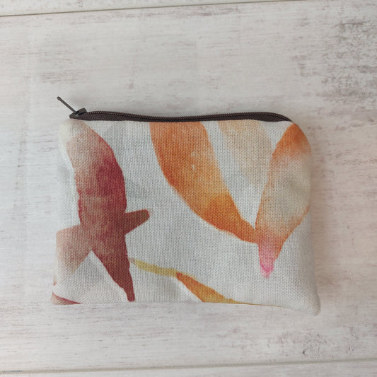 Autumn Leaves credit card and coin holder with zip.