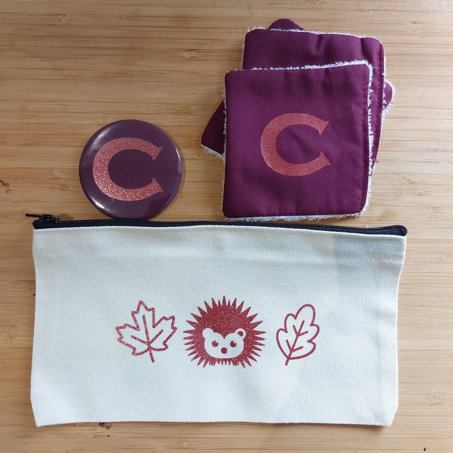 Winter Gift Set with Zip Bag, Reusable Cotton pads and Compact Mirror
