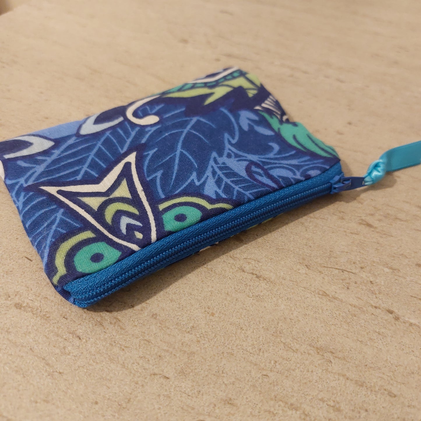 Blue zip purse