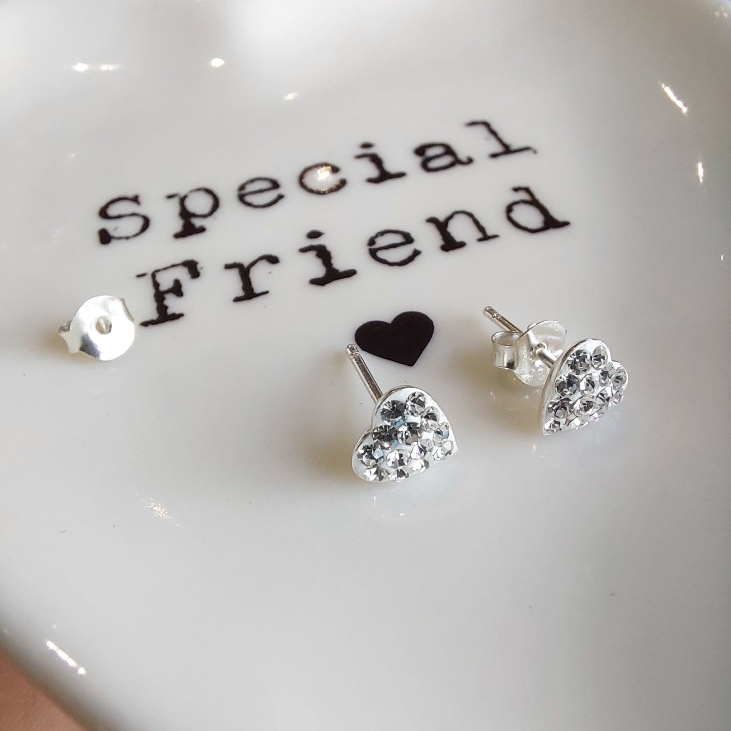 Special Friend Trinket Dish & Earrings Gift Set – Heart Earrings