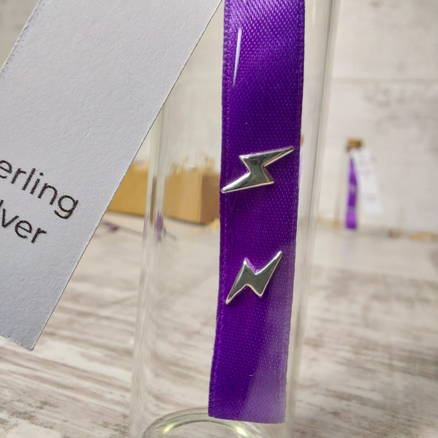 Lightning Bolt Sterling Silver Earrings in Gift Box
