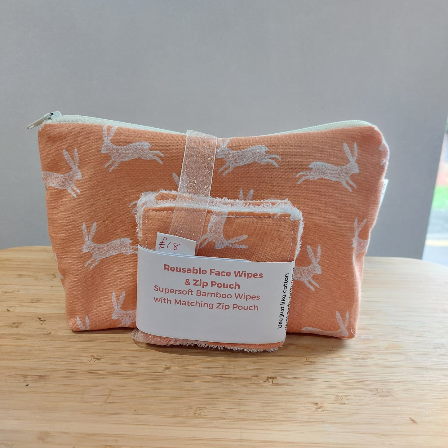 Bunny rabbits Re-useable Face Wipes and make up bag gift set