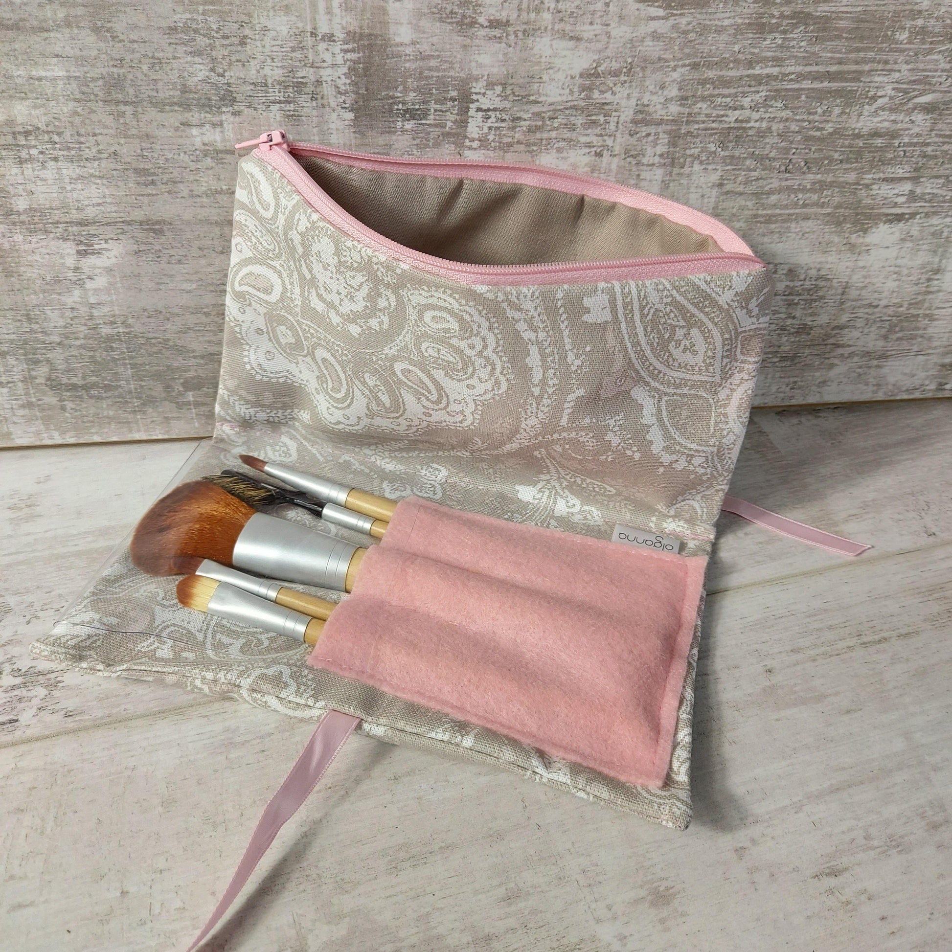 Grey and Pink Make Up Bag - Olganna