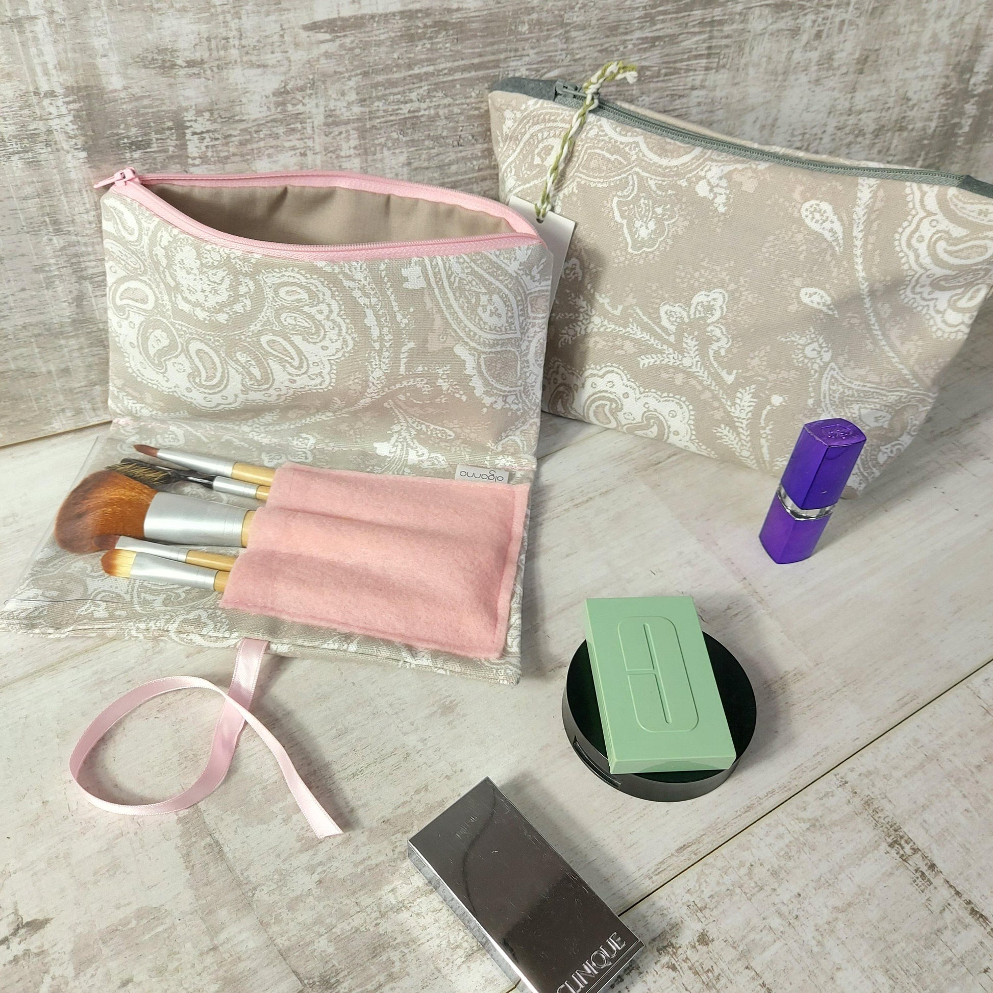 Grey and Pink Make Up Bag - Olganna