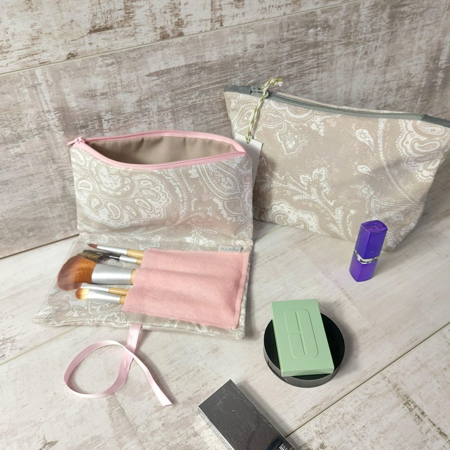 Grey and Pink Make Up Bag - Olganna