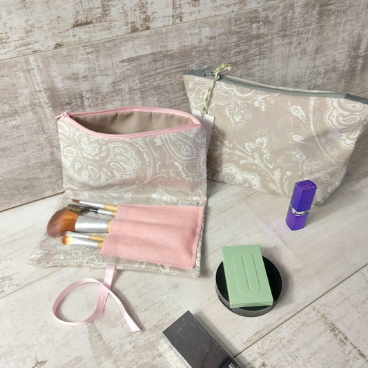Grey and Pink Make Up Bag - Olganna