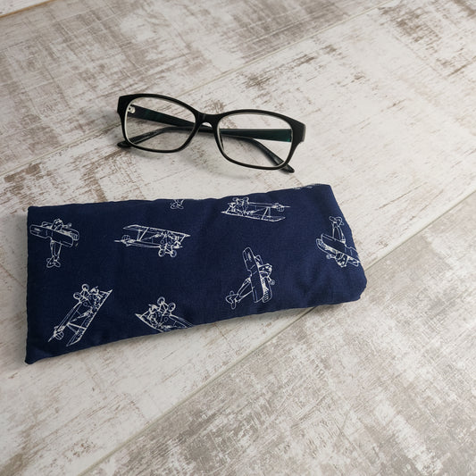 Navy Aeroplanes Glasses Case