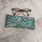 Green and Pink Paisley Print Glasses Case
