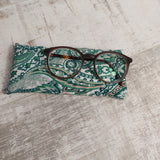 Green and Pink Paisley Print Glasses Case