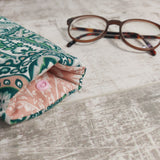 Green and Pink Paisley Print Glasses Case