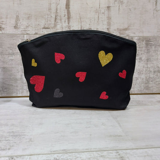 Glitter Hearts Make Up Bag