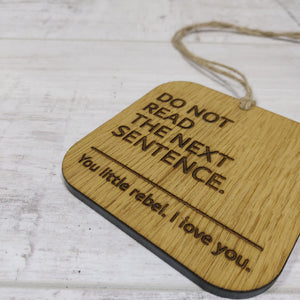 Funny wooden hanging sign