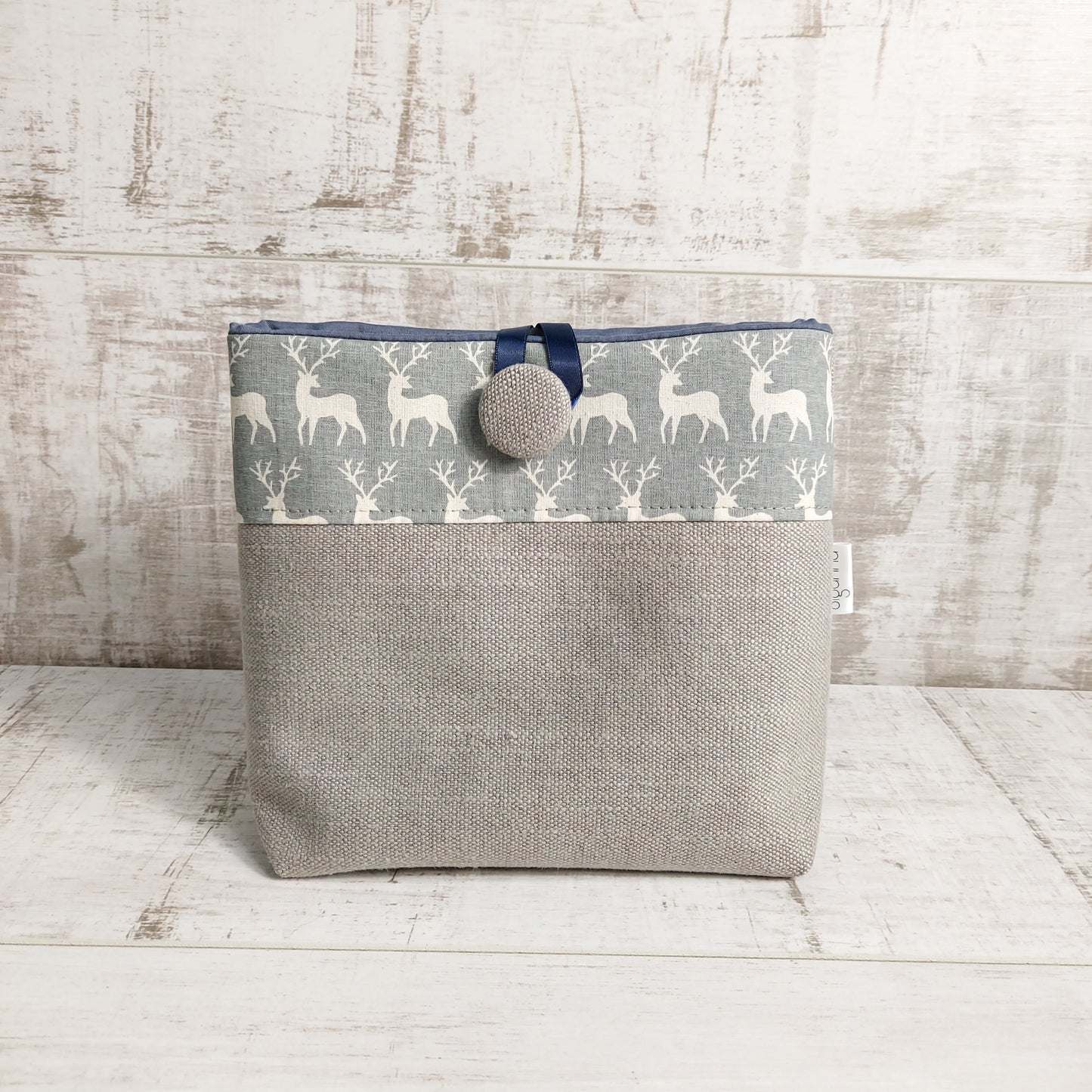 Grey Canvas Reindeer Pouch bag