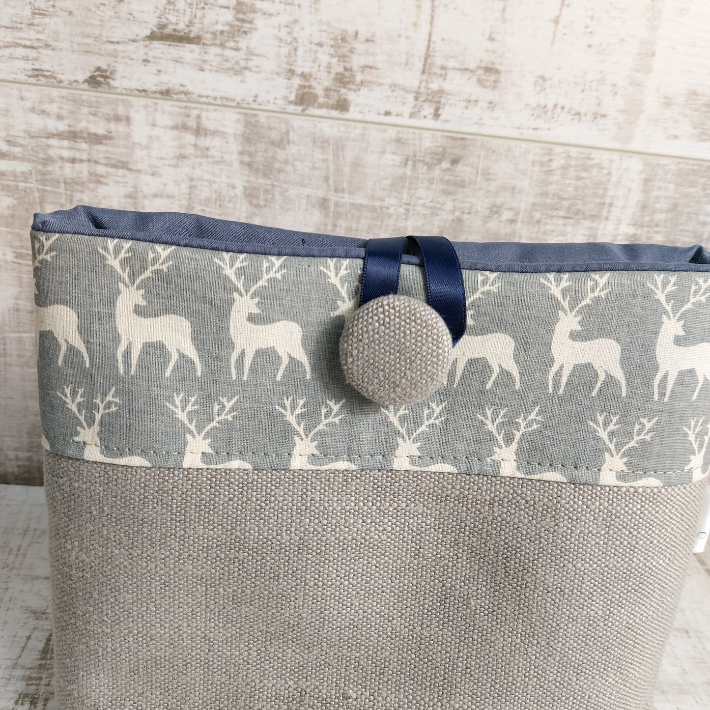 Grey Canvas Reindeer Pouch bag