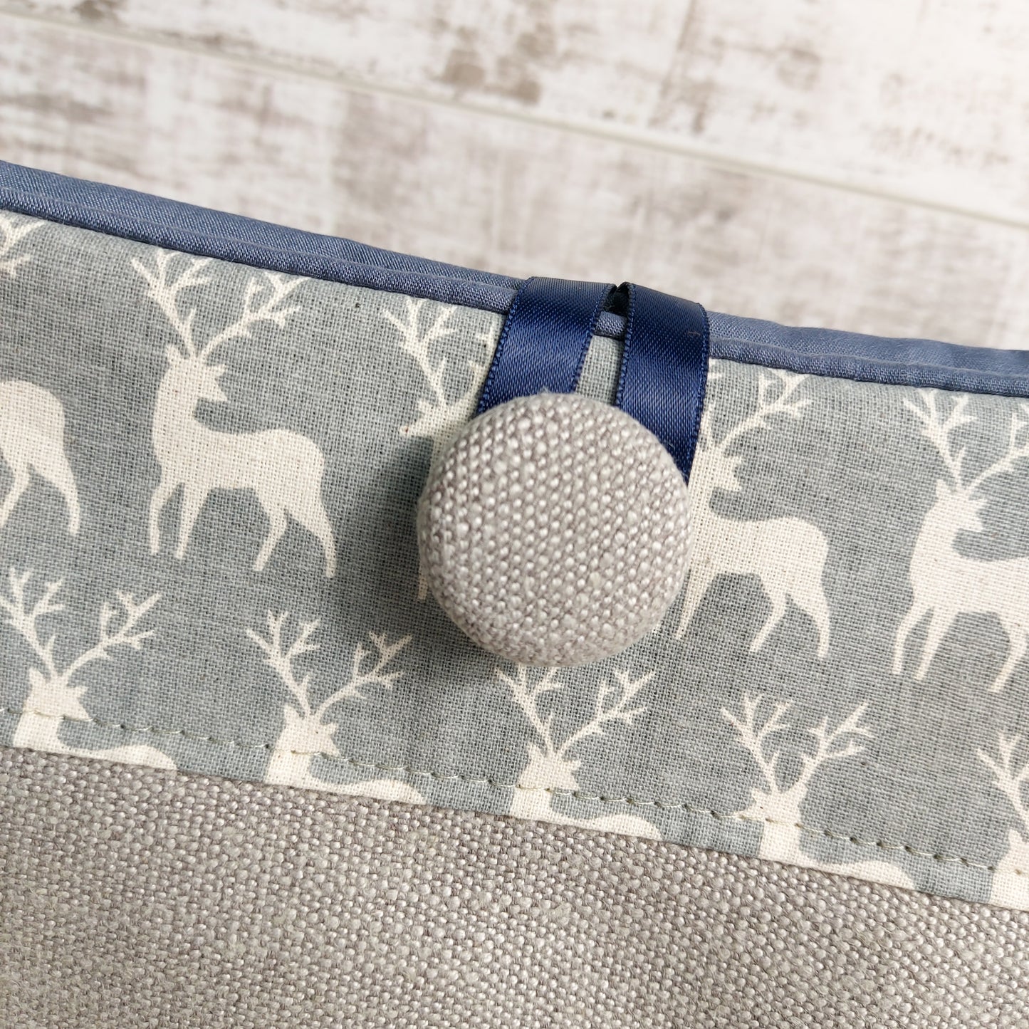 Grey Canvas Reindeer Pouch bag