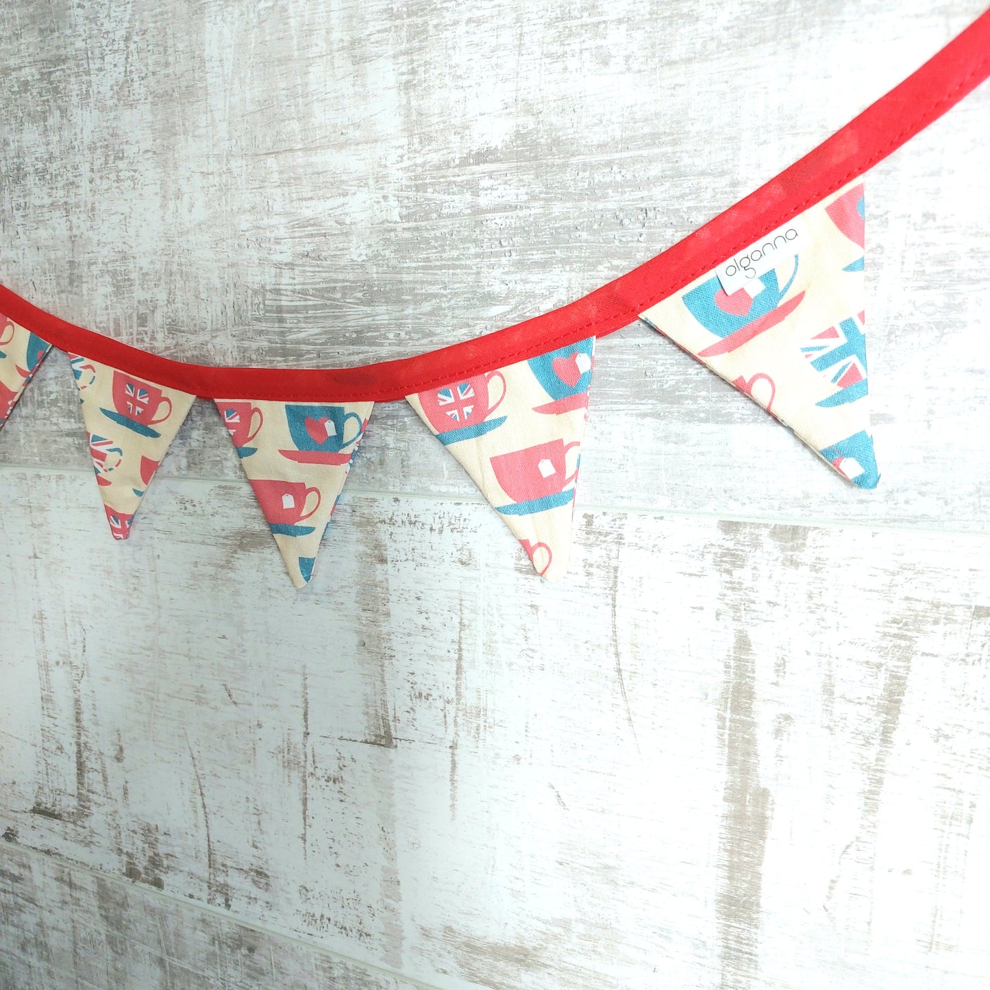 Mini Bunting - Blue Mug of Tea Design