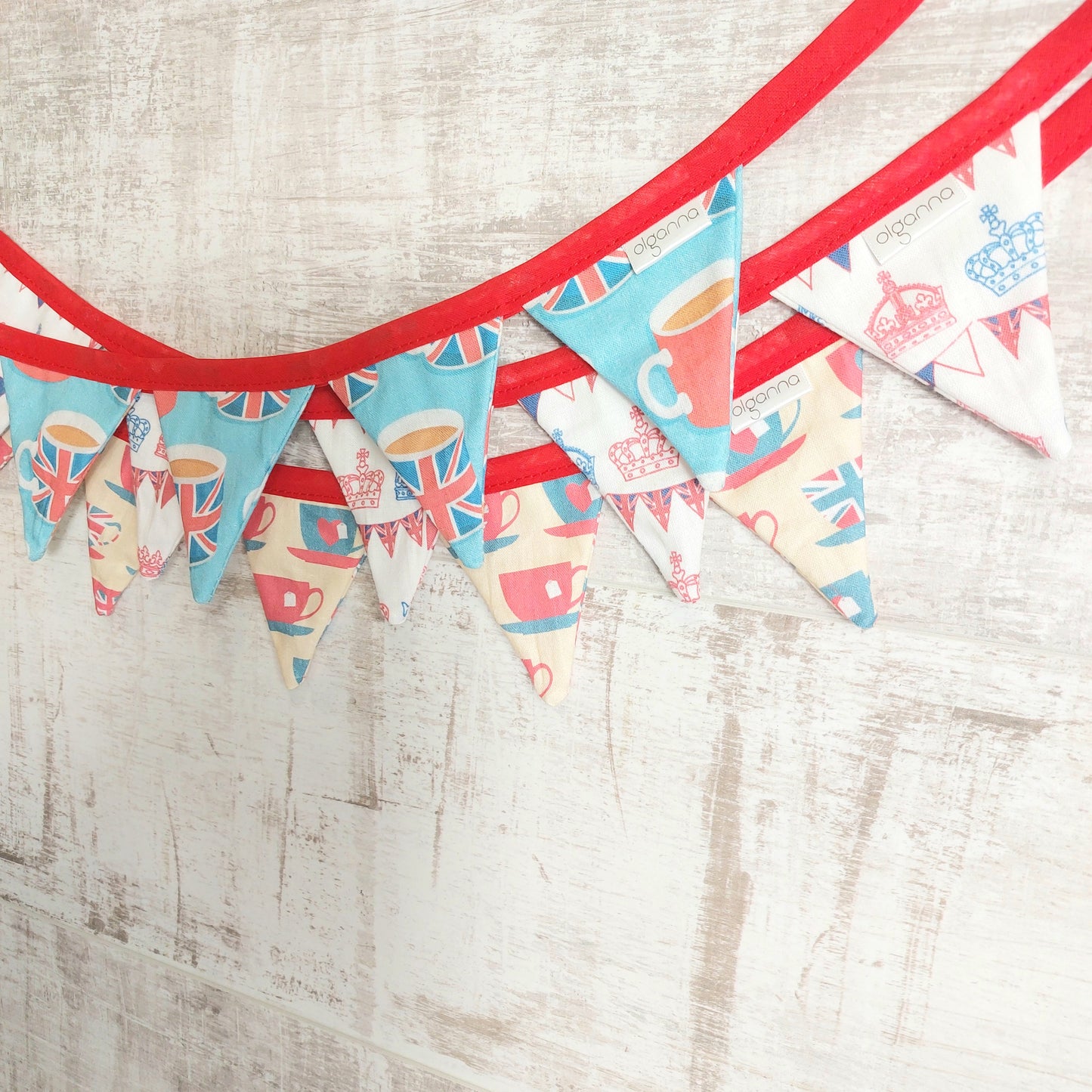 Mini Bunting - Blue Mug of Tea Design