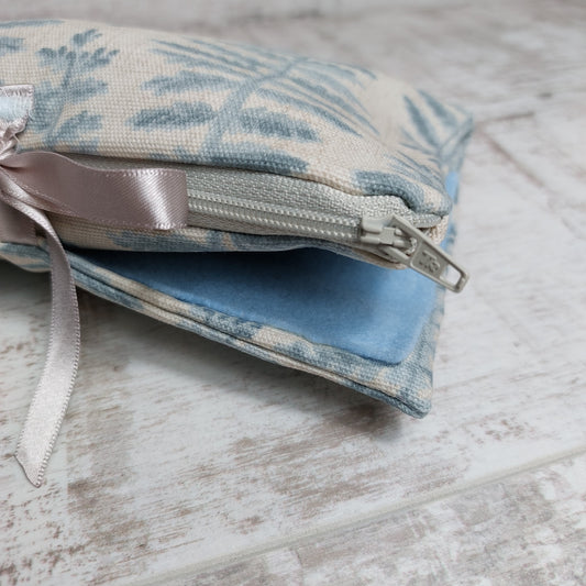 Blue Ferns Make Up Bag with compartments