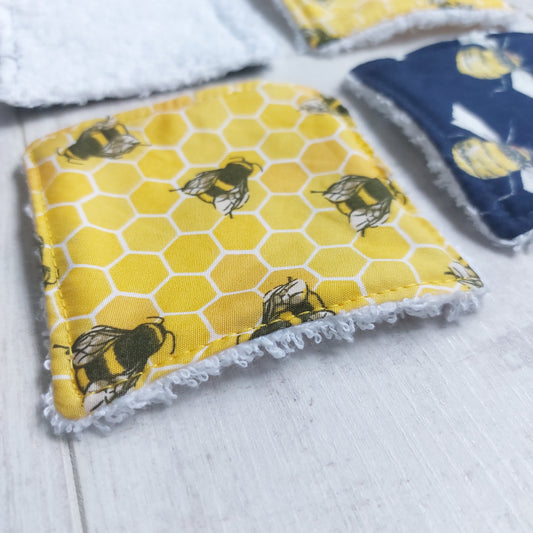 Bee Print Re-Usable Bamboo Cotton Face Wipes