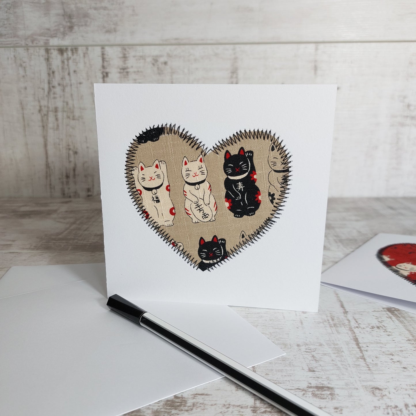 Lucky Cats Heart 💌 Greetings Card