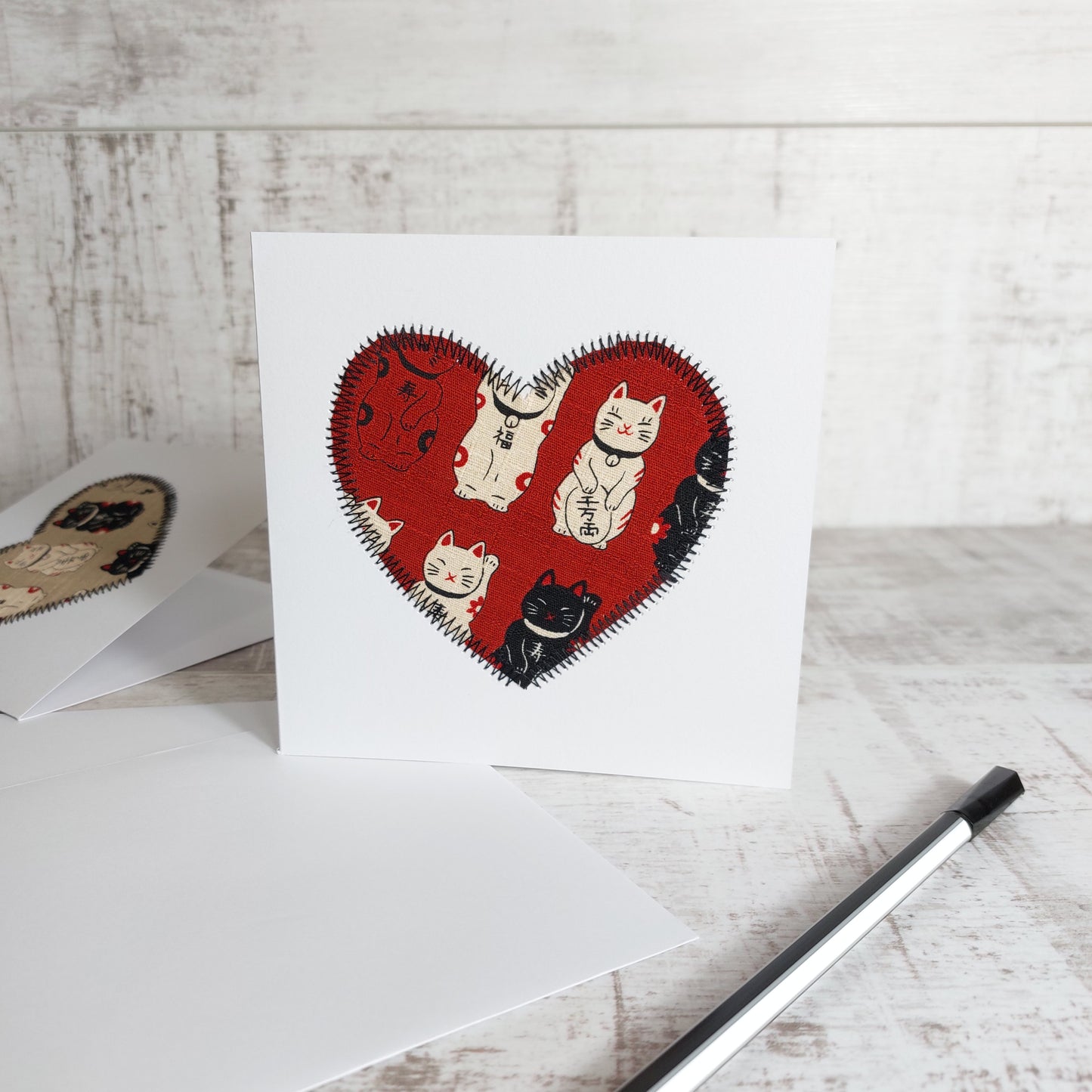 Lucky Cats Heart 💌 Greetings Card