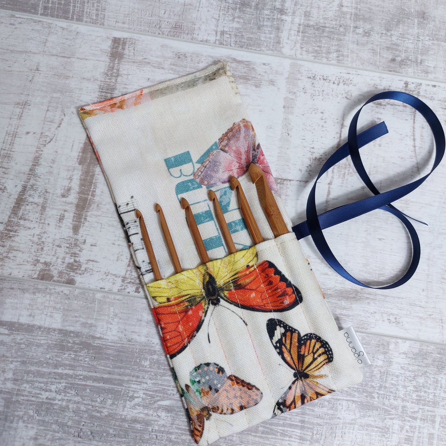 Vintage Butterflies Mini Crochet Hook Case Complete with Hooks