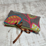 Multi autumn zip wrap Make Up Bag and Brushes Gift Set for Her
