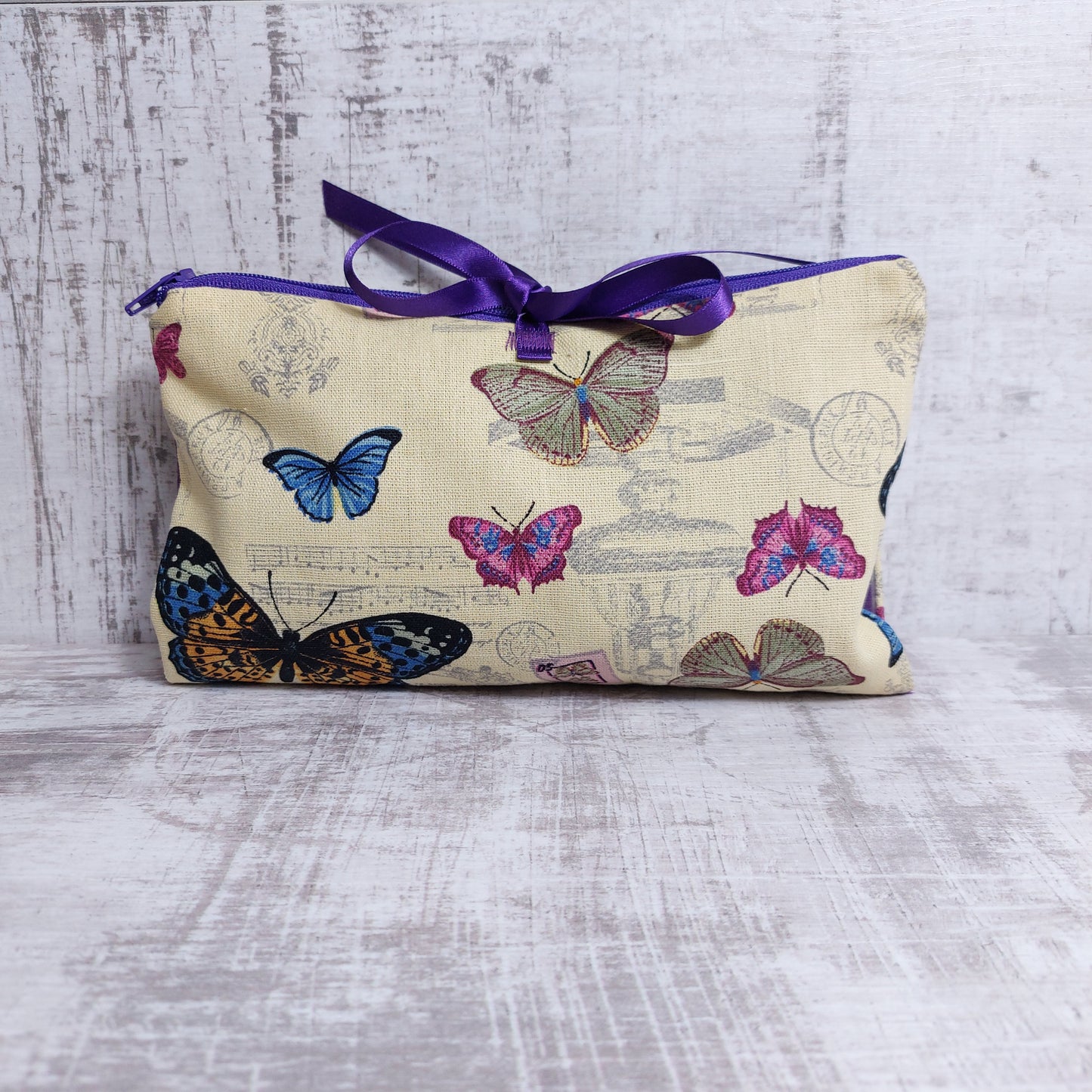 Vintage Butterfly Make Up Bag with Brushes Organiser