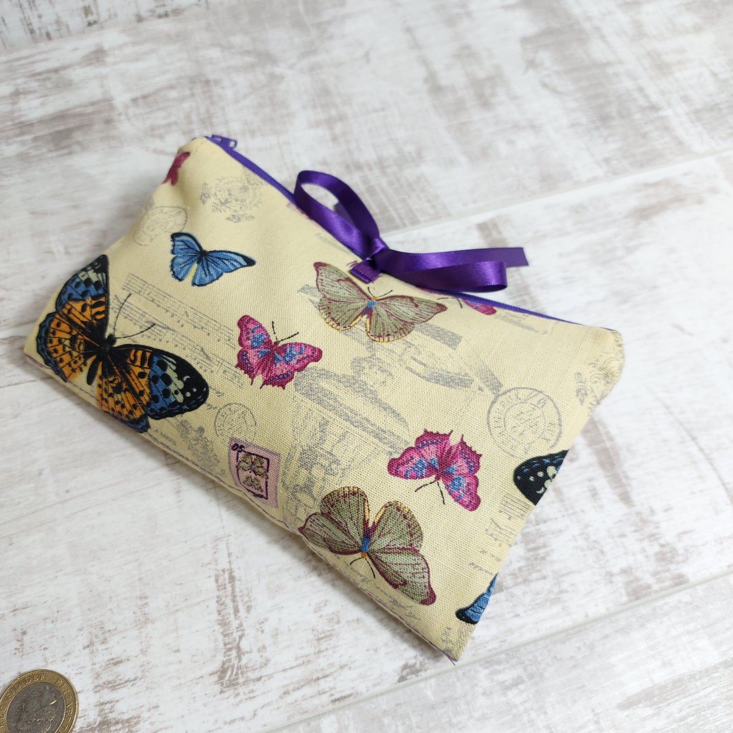Vintage Butterfly Make Up Bag with Brushes Organiser