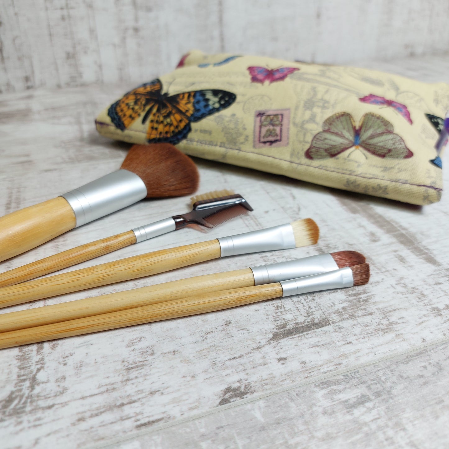 Vintage Butterfly Make Up Bag with Brushes Organiser
