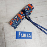 Personalised Pencil Case Roll with Woodland Fox Print