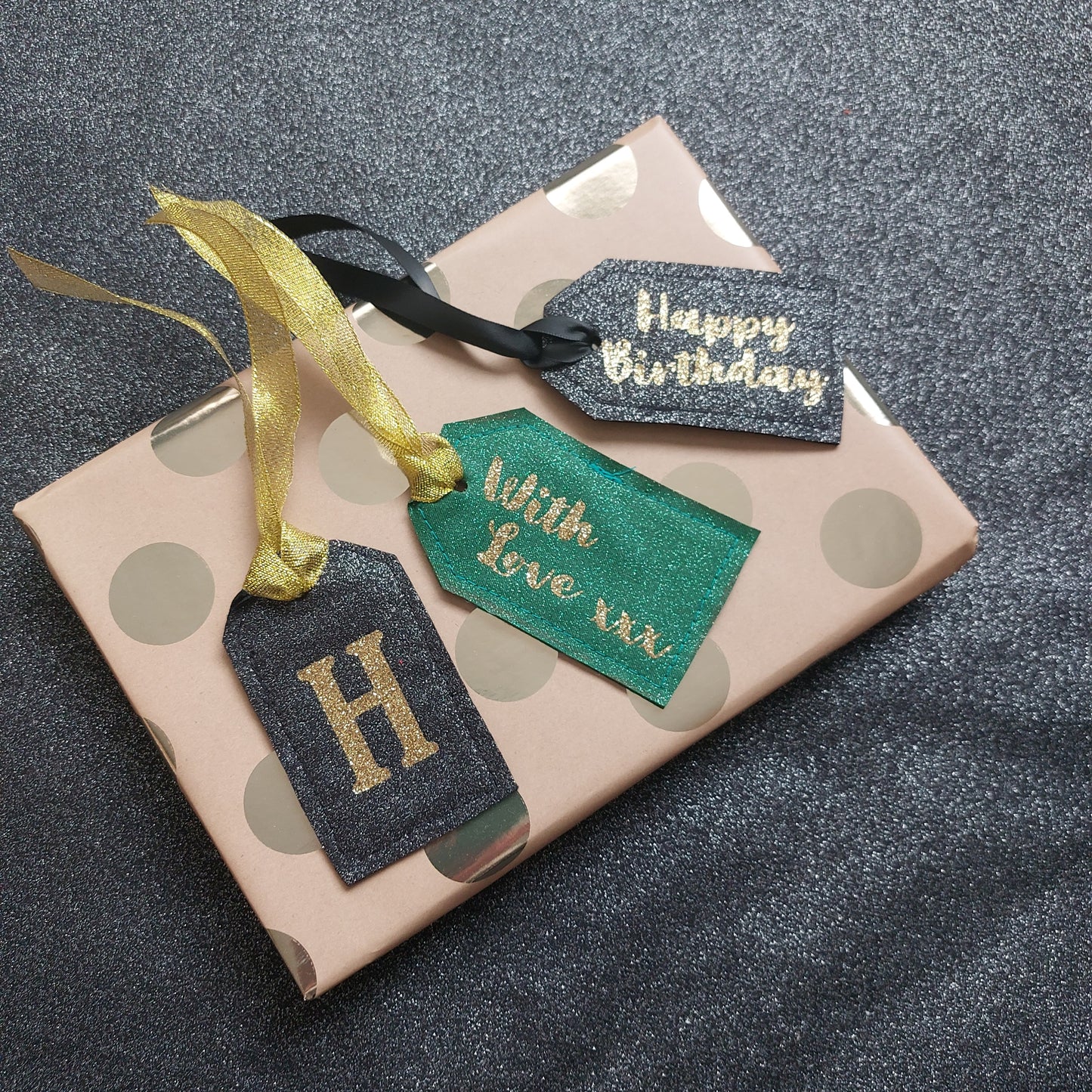 Personalised Fabric Gift Tag with Initial Detail