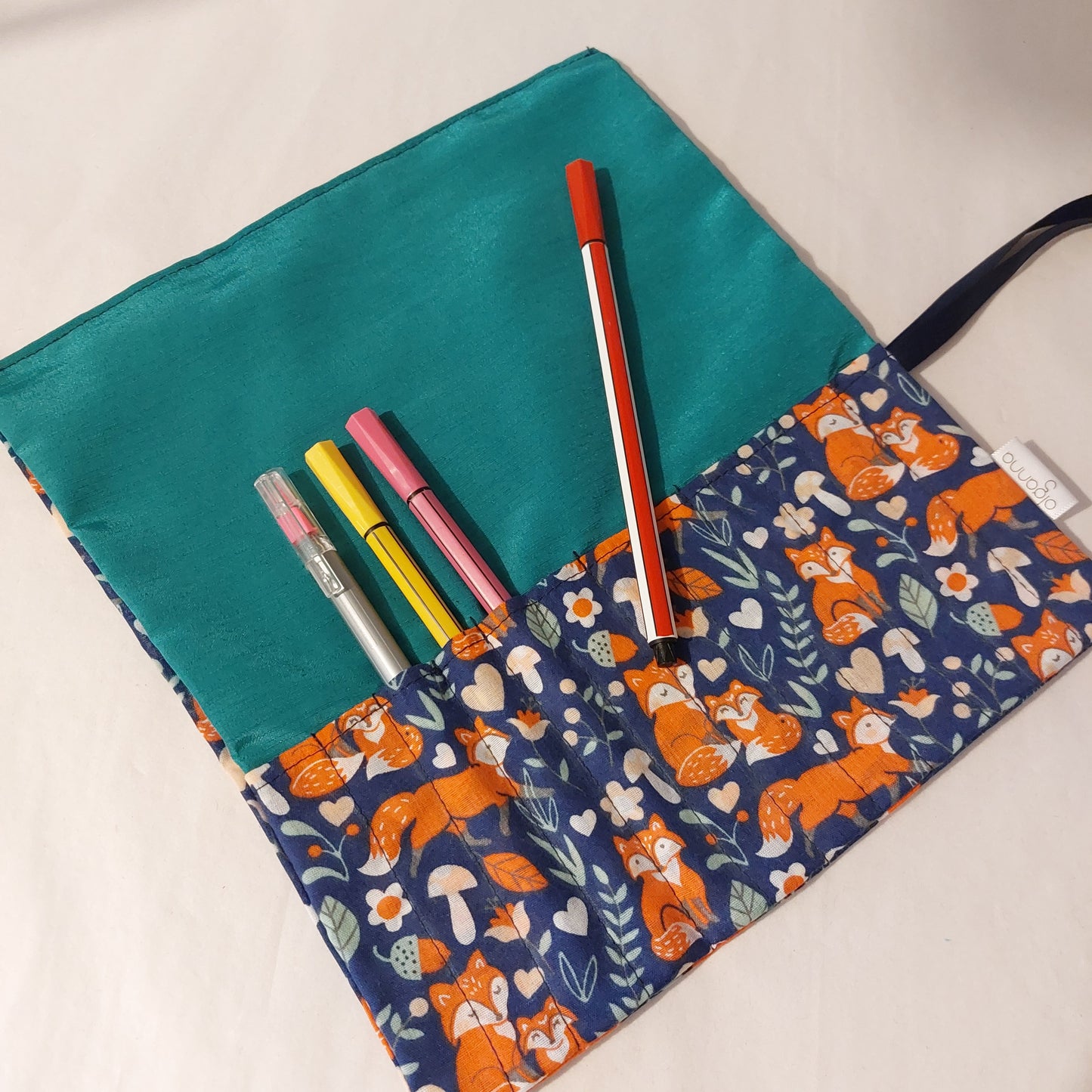 Fox Print Roll Up Colouring Pencil Holder