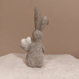 Grey Rabbit Holding a White Heart with Dangly Legs